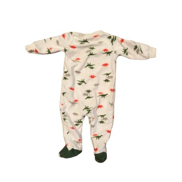 Boy's 6 Month Carter's Long Sleeve Footie One-piece Pajamas Fleece Dinosaurs - Picture 2 of 2